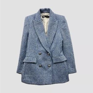 Zara Textured Blue Women's Blazer